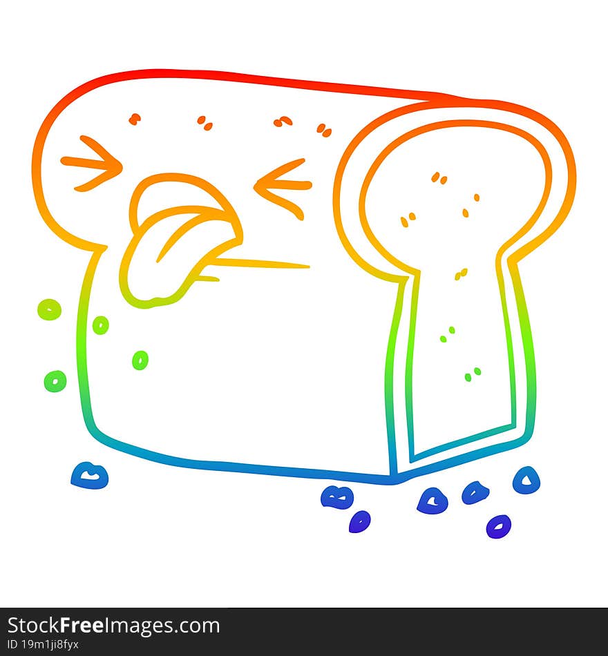 rainbow gradient line drawing cartoon disgusted loaf of bread