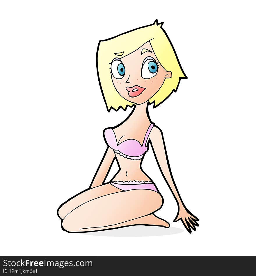 cartoon pretty woman in underwear