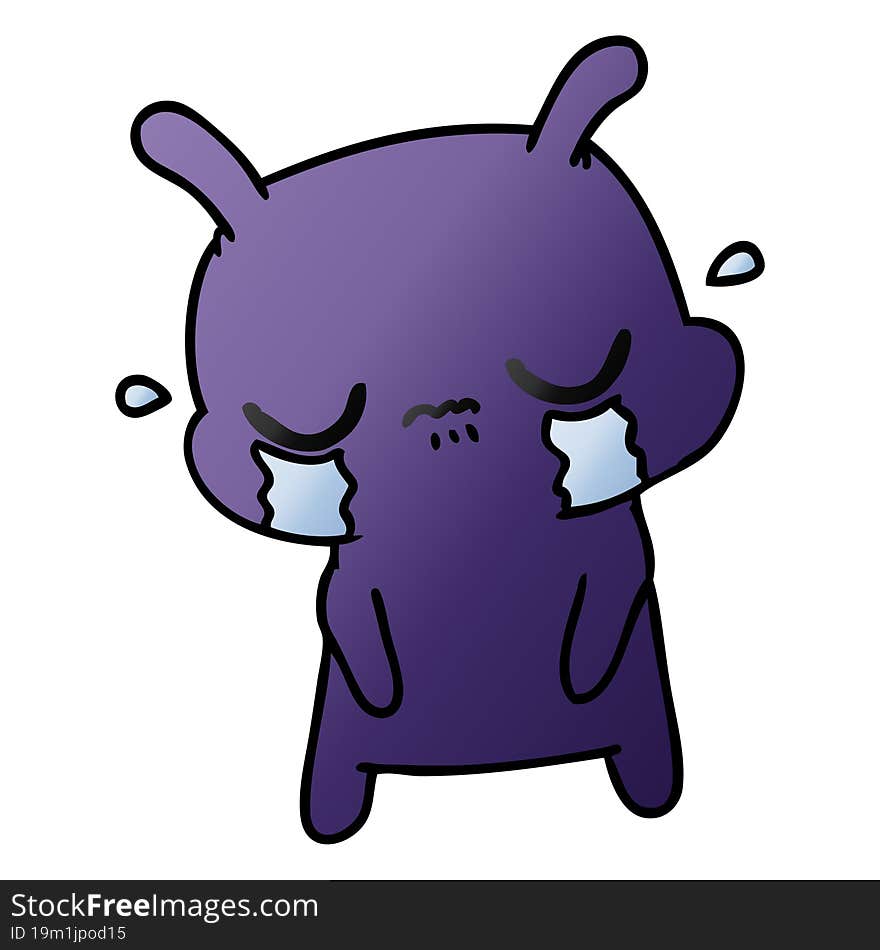 gradient cartoon of cute sad alien