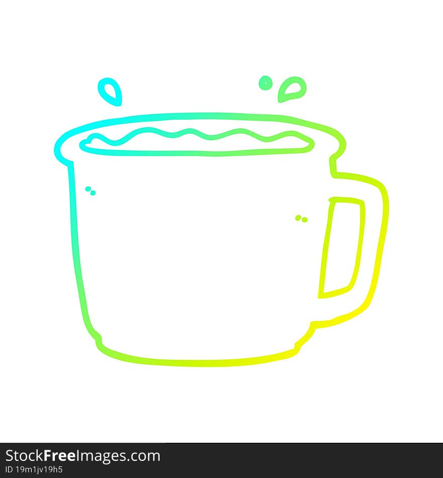 cold gradient line drawing cartoon coffee cup