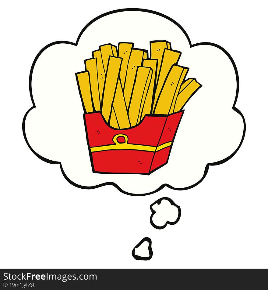 cartoon fries and thought bubble