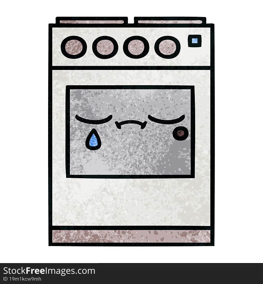 retro grunge texture cartoon kitchen oven