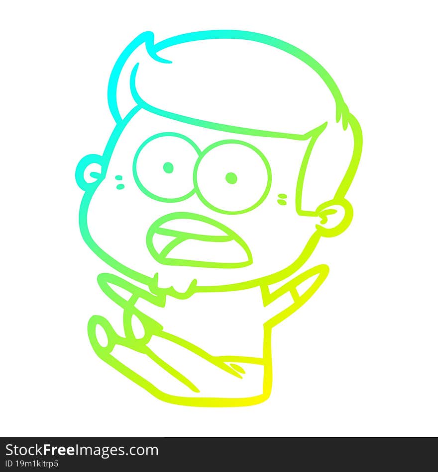 cold gradient line drawing cartoon shocked man