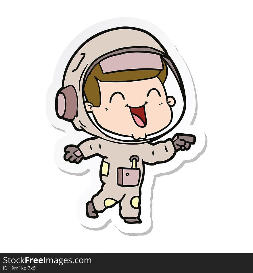 Sticker Of A Happy Cartoon Astronaut