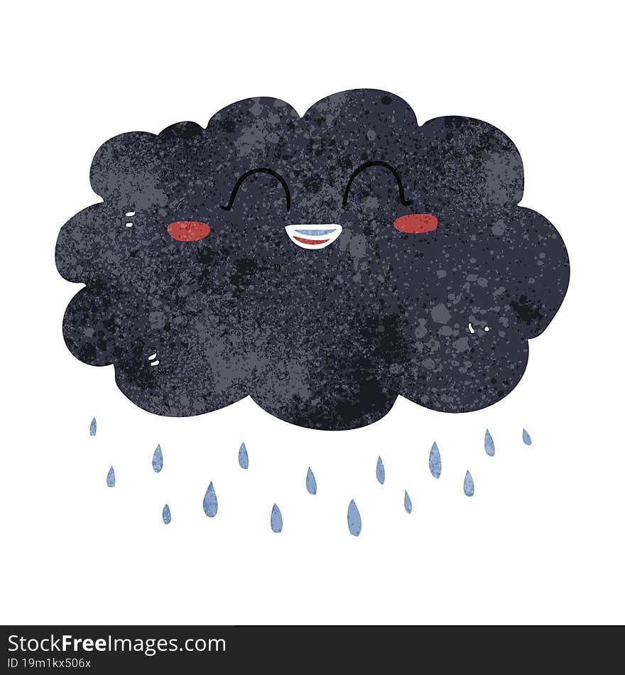 freehand retro cartoon raincloud