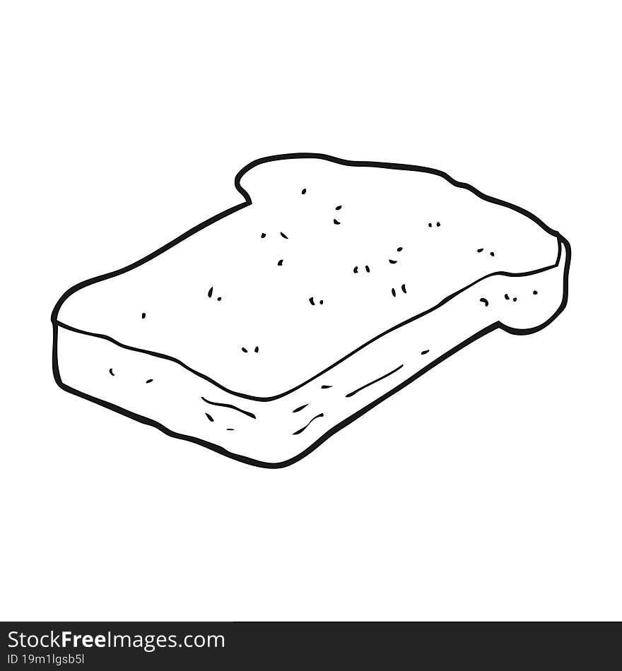 black and white cartoon bread slice