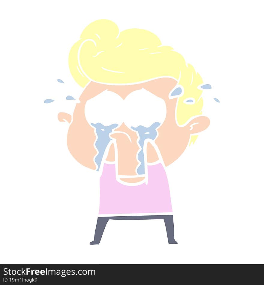 flat color style cartoon crying man