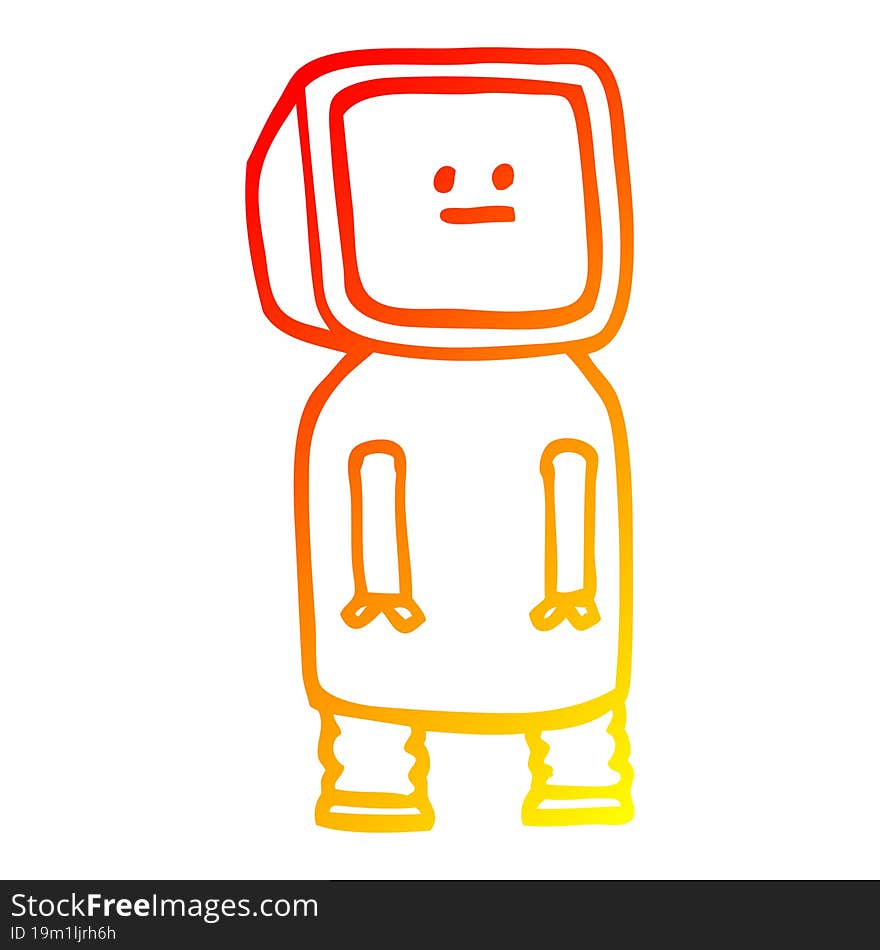 warm gradient line drawing of a cartoon funny robot