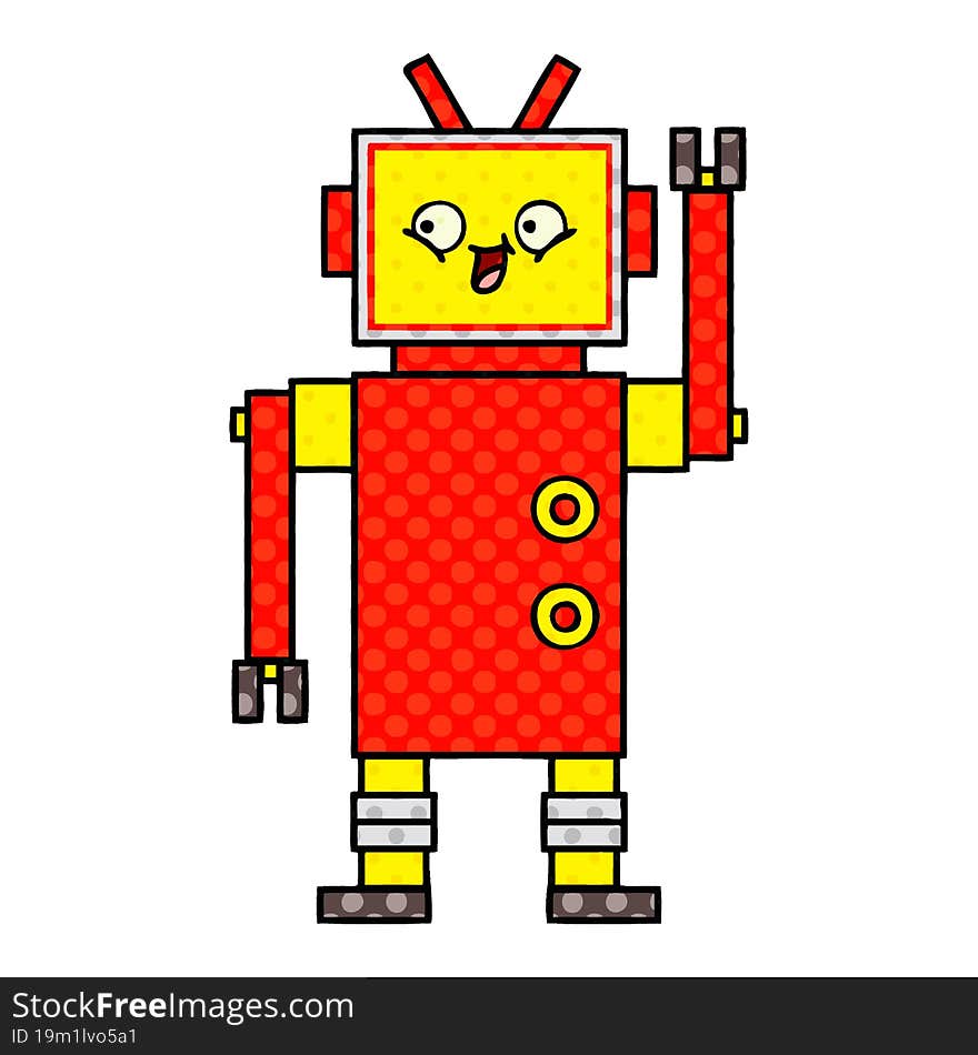 comic book style cartoon of a robot