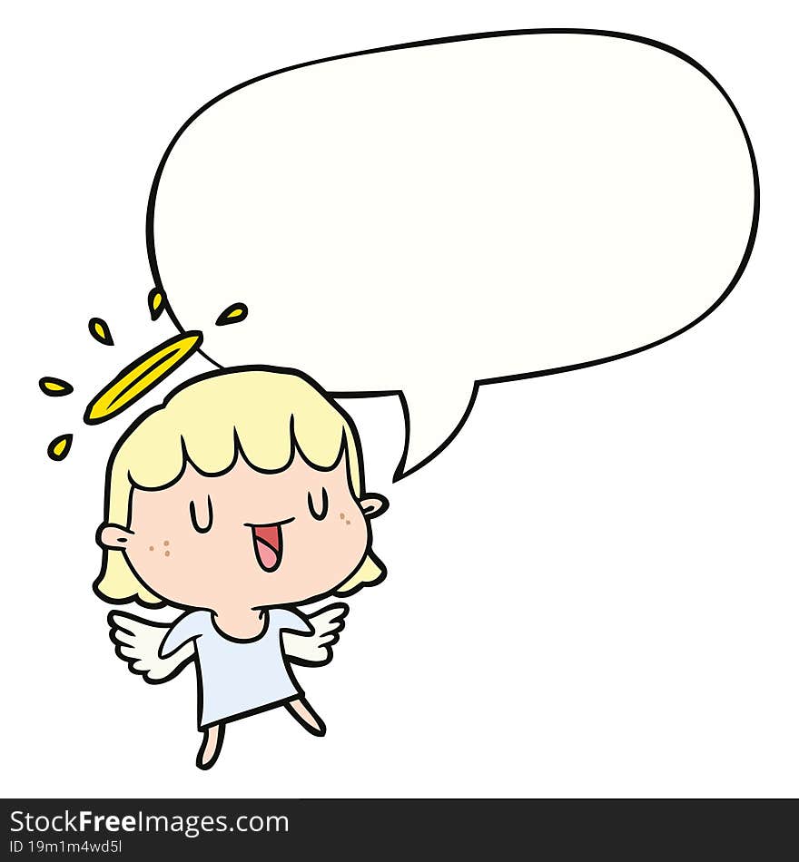 Cute Cartoon Angel And Speech Bubble