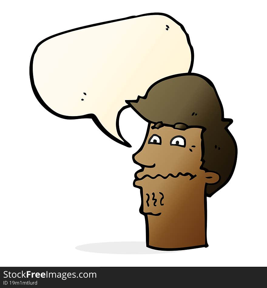 cartoon nervous man with speech bubble