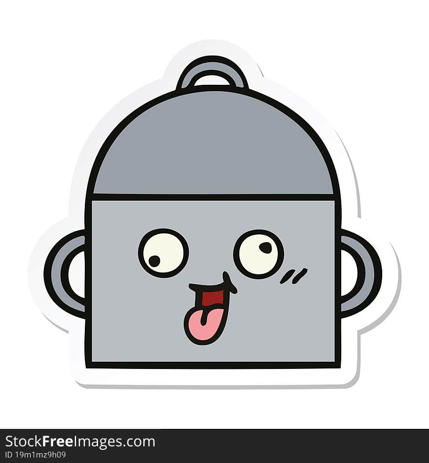 sticker of a cute cartoon cooking pot