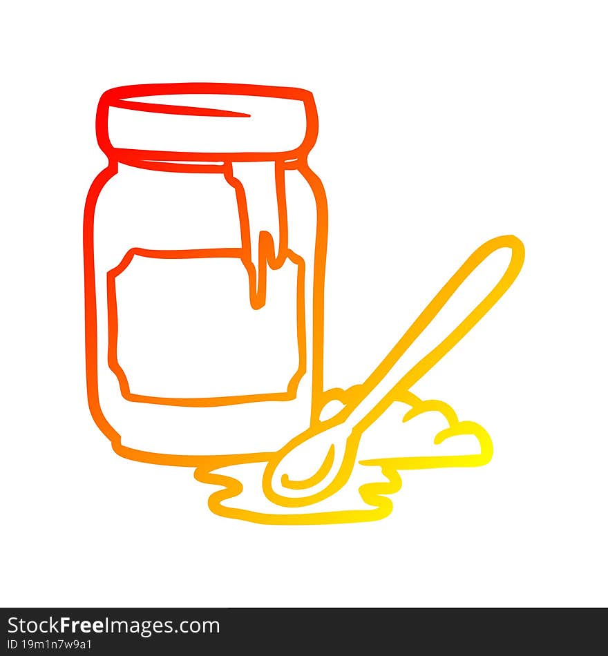 warm gradient line drawing of a jar of honey