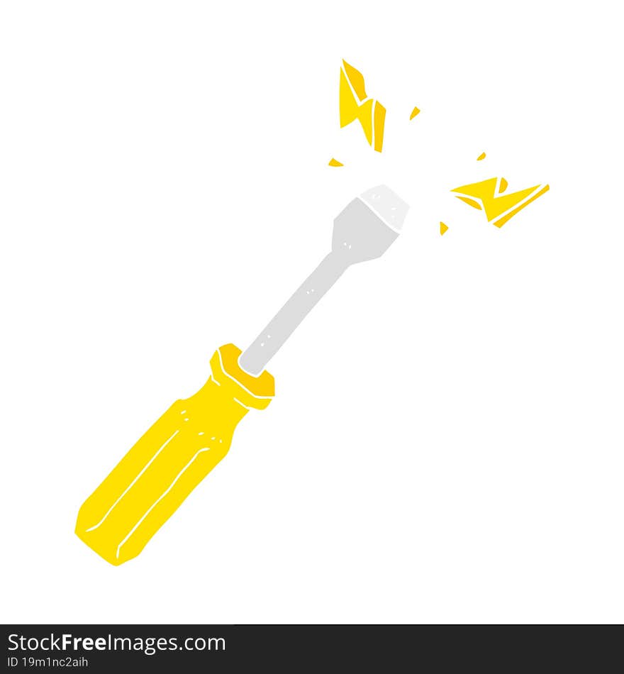 flat color illustration of a cartoon screwdriver