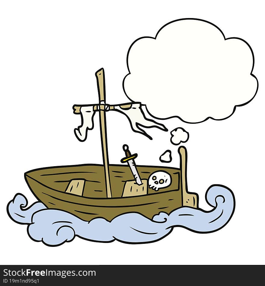 Cartoon Old Boat And Thought Bubble