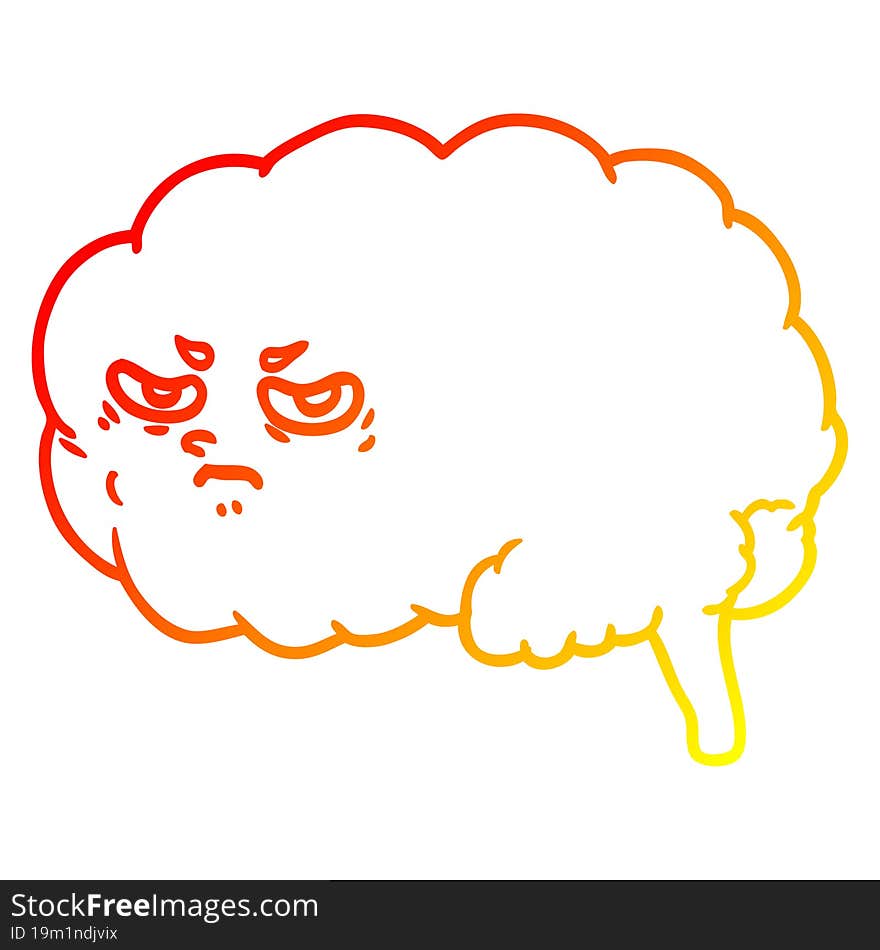 warm gradient line drawing cartoon angry brain