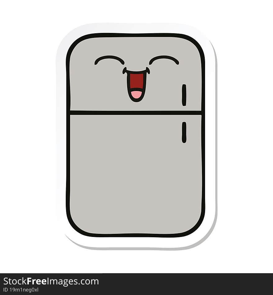 sticker of a cute cartoon fridge freezer