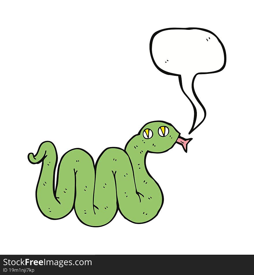 funny cartoon snake with speech bubble