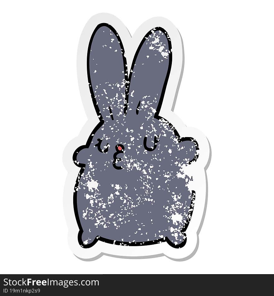 Distressed Sticker Of A Cute Cartoon Rabbit