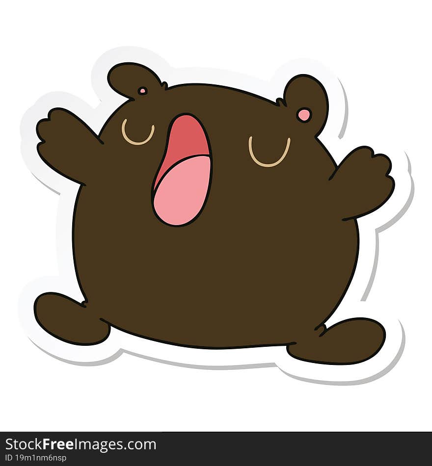 sticker of a quirky hand drawn cartoon singing bear