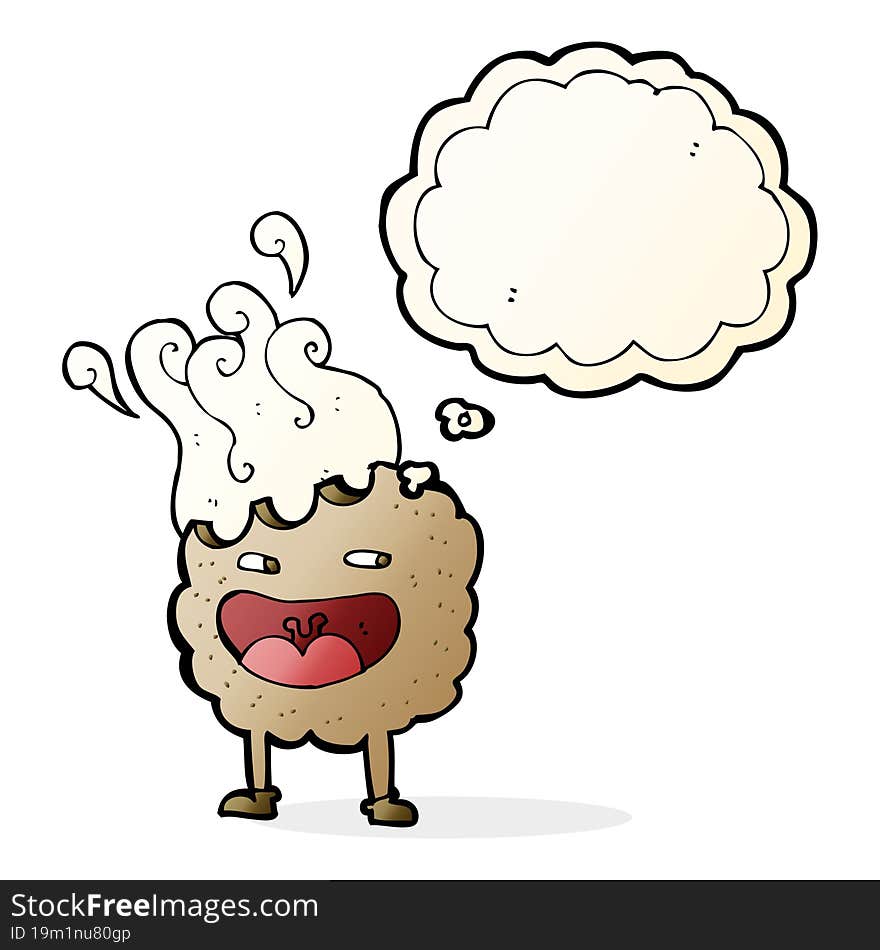 Cookie Cartoon Character With Thought Bubble