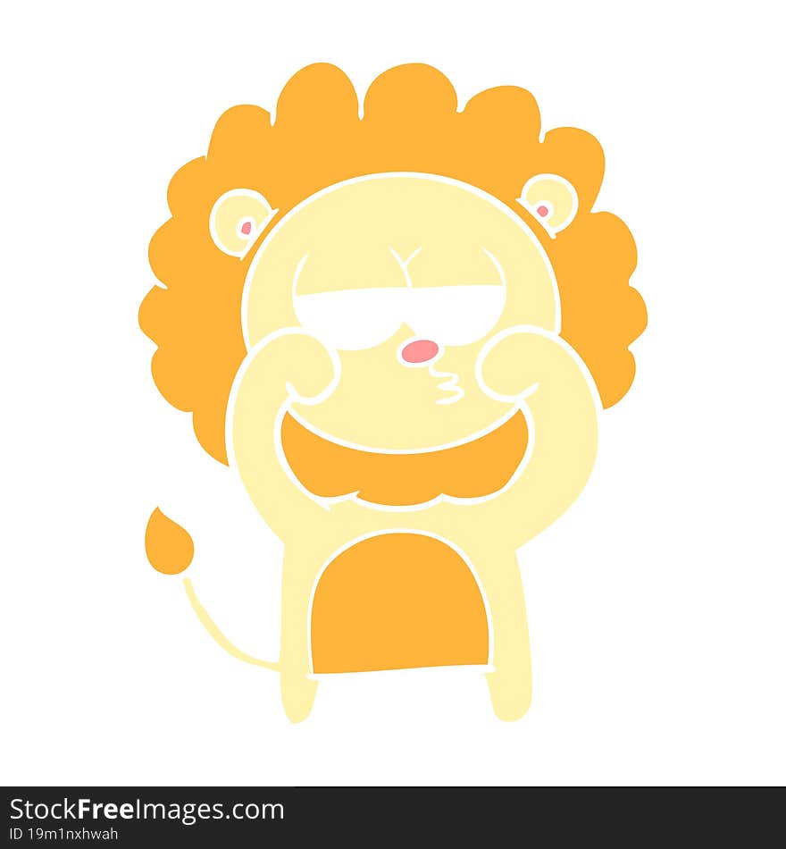 flat color style cartoon bored lion