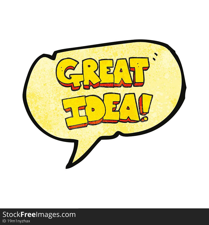 speech bubble textured cartoon GREAT IDEA symbol