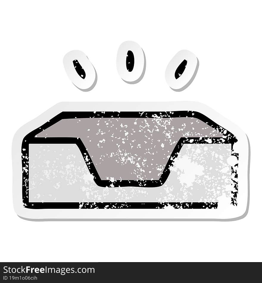 Distressed Sticker Of A Cute Cartoon Empty In Tray