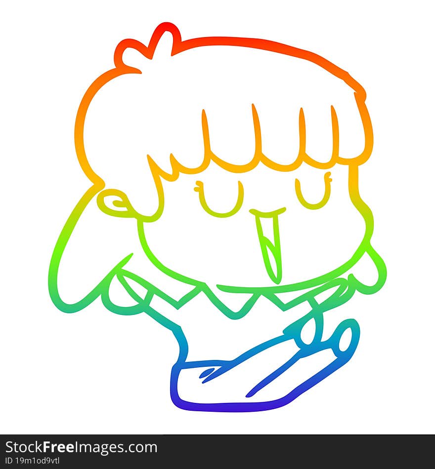 rainbow gradient line drawing of a cartoon woman