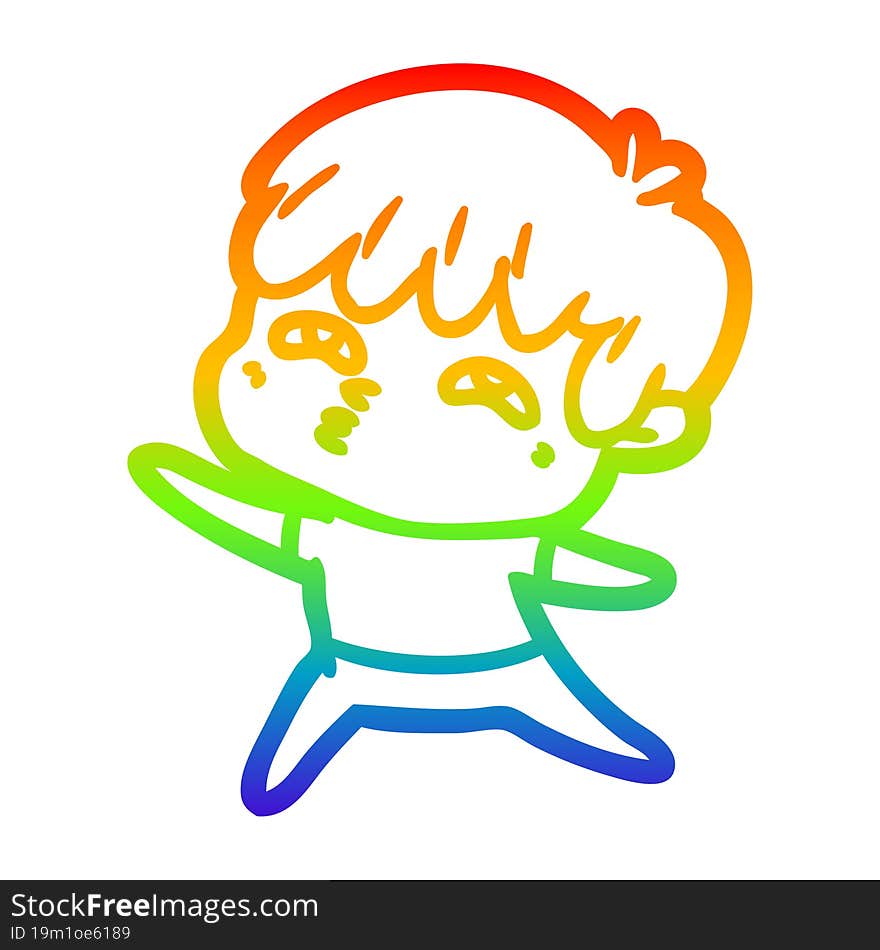 rainbow gradient line drawing cartoon curious man