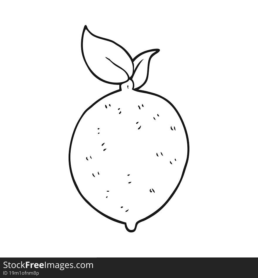 freehand drawn black and white cartoon lemon