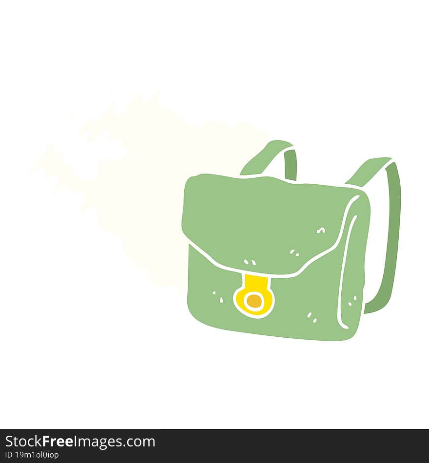 flat color illustration of a cartoon backpack