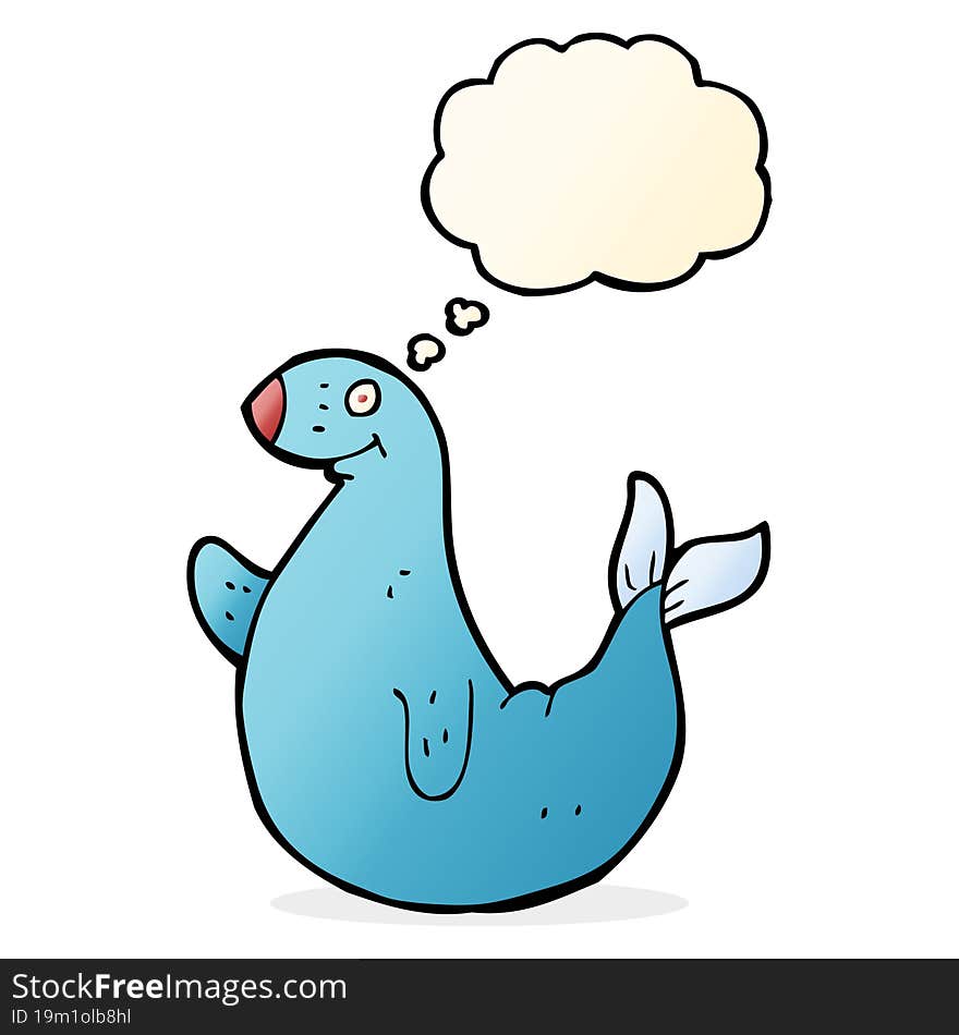 cartoon seal with thought bubble