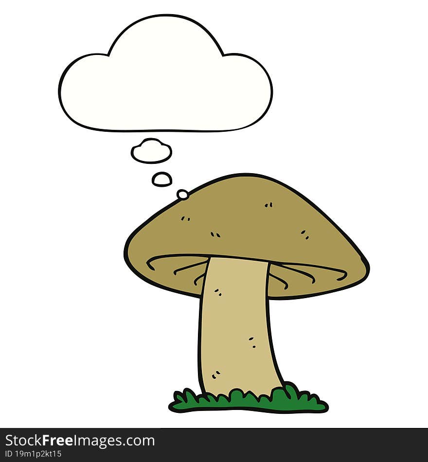 cartoon mushroom with thought bubble. cartoon mushroom with thought bubble