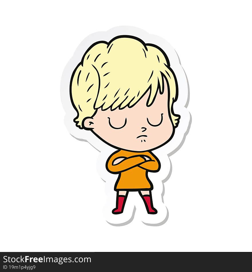 sticker of a cartoon woman