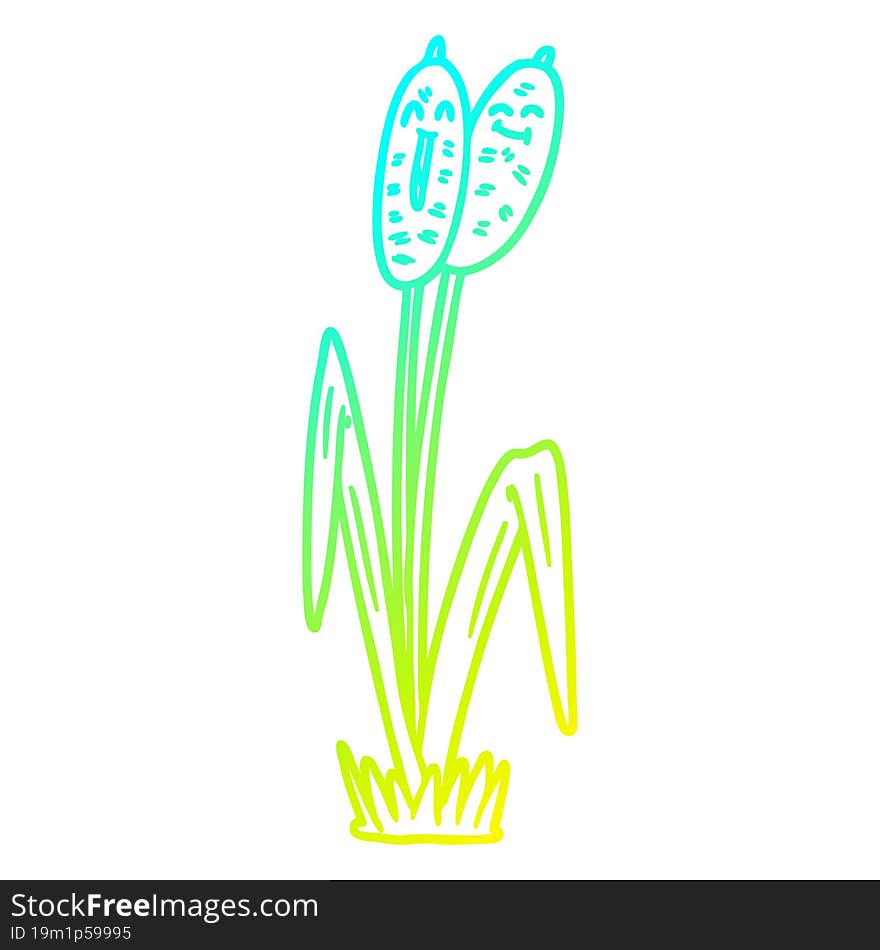 cold gradient line drawing cartoon bullrush