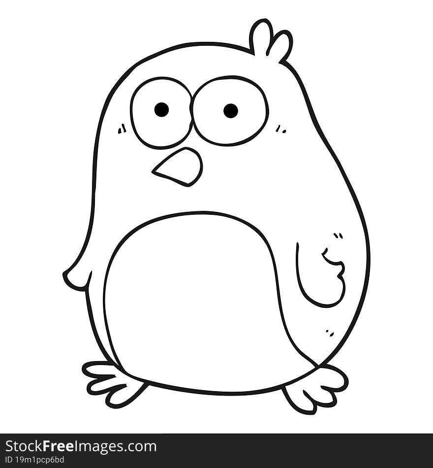 black and white cartoon bird