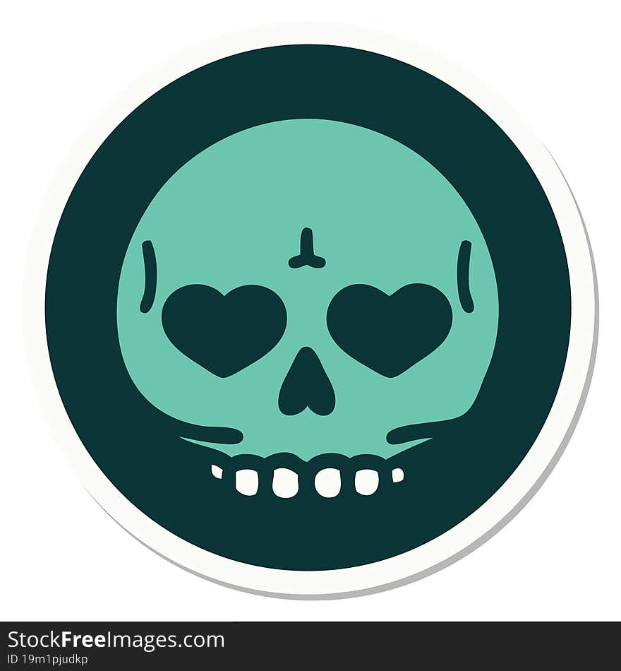 tattoo style sticker of a skull