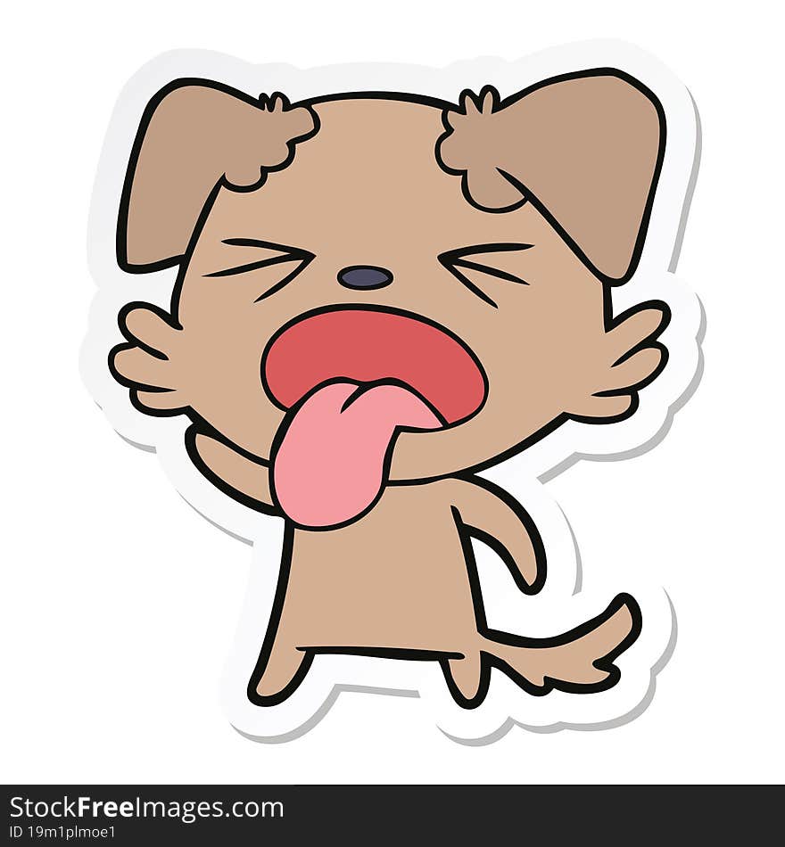 Sticker Of A Cartoon Disgusted Dog