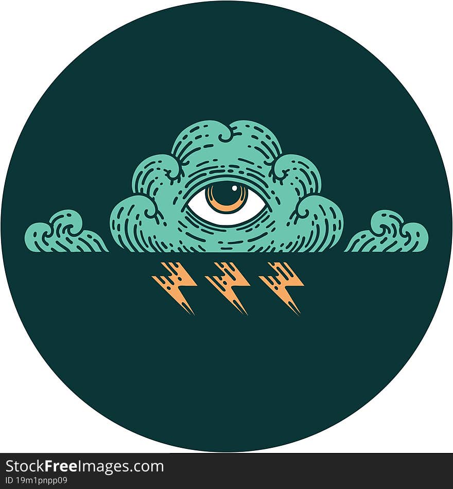 Tattoo Style Icon Of An All Seeing Eye Cloud