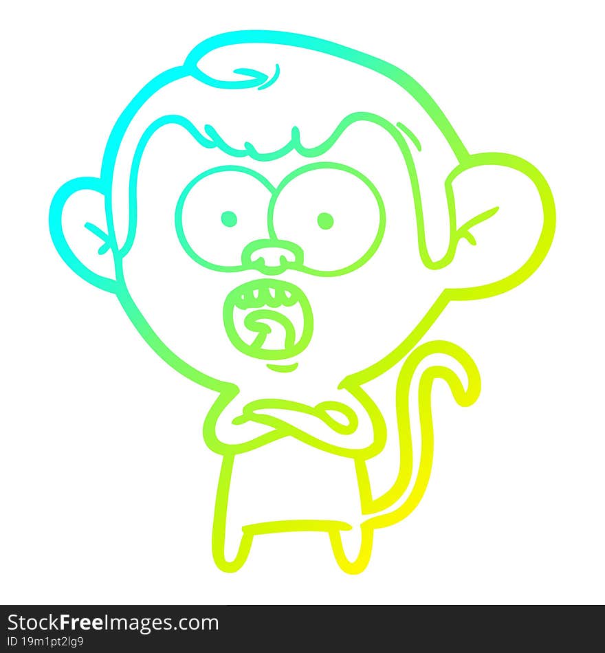 cold gradient line drawing cartoon shocked monkey