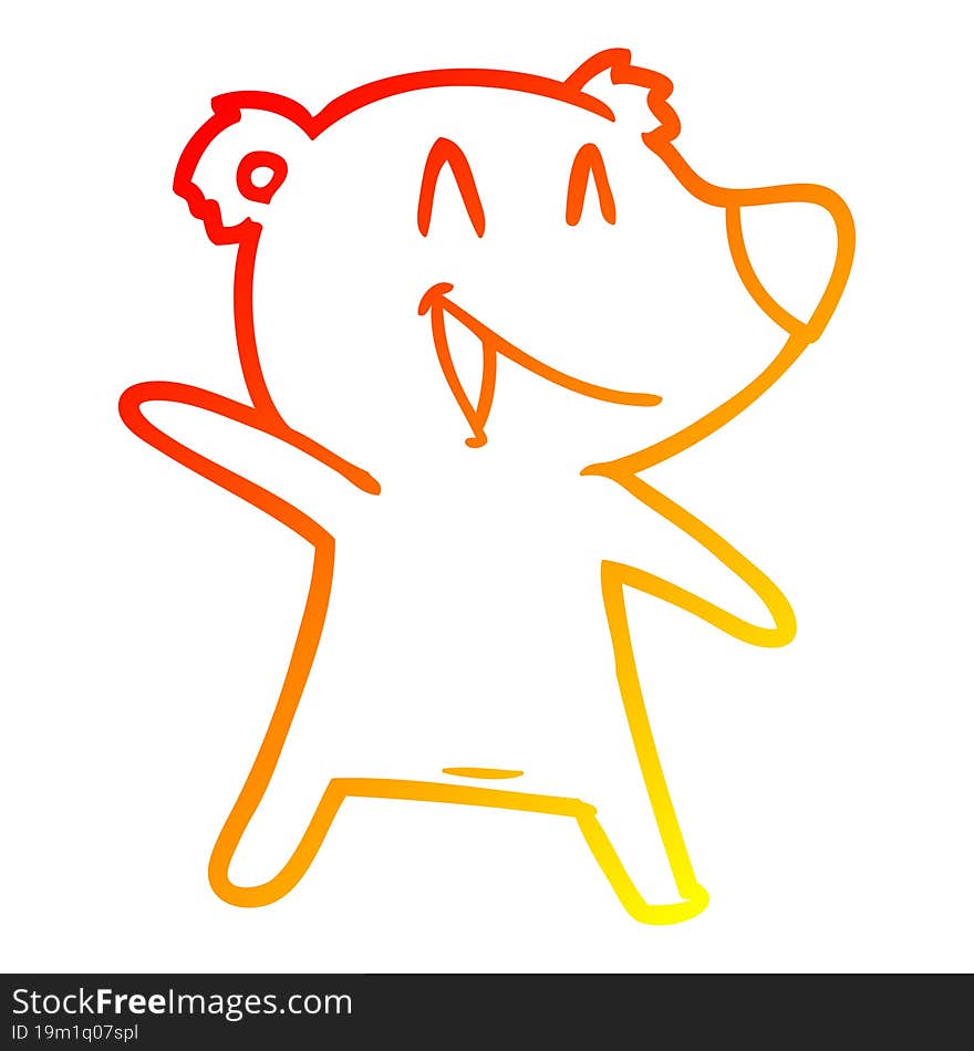 warm gradient line drawing laughing bear cartoon