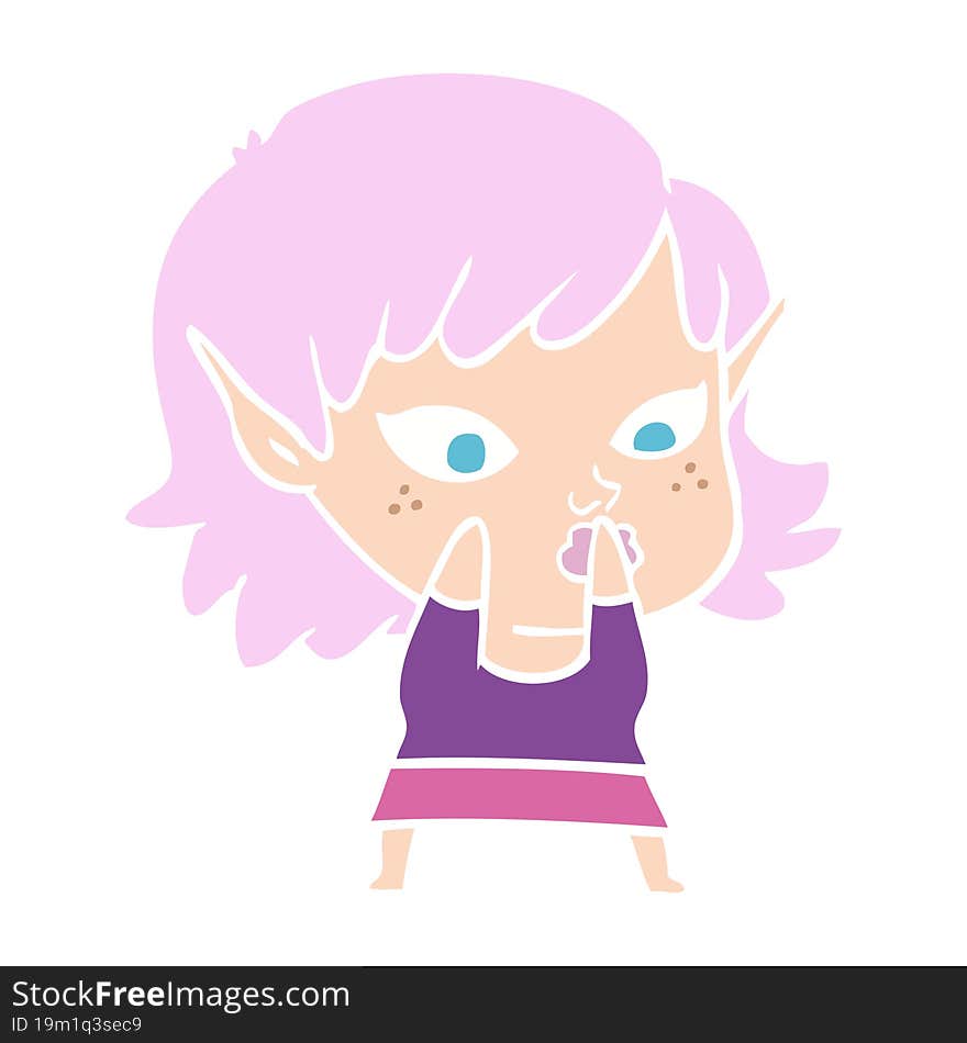 pretty flat color style cartoon elf girl