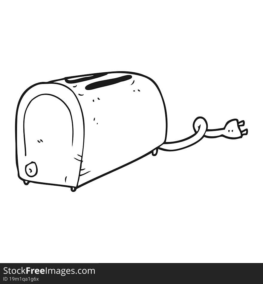 black and white cartoon toaster