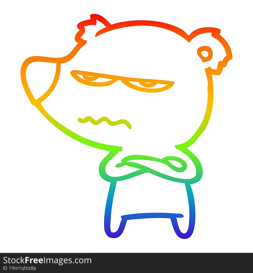 rainbow gradient line drawing angry bear cartoon