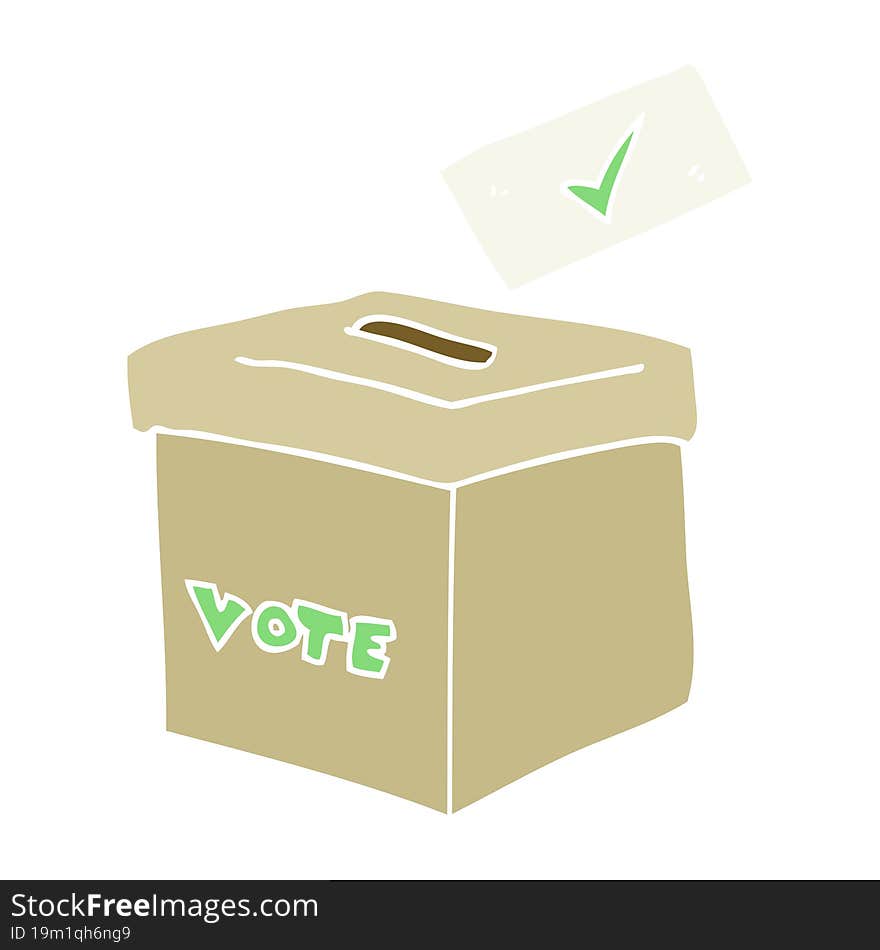 flat color illustration of a cartoon ballot box