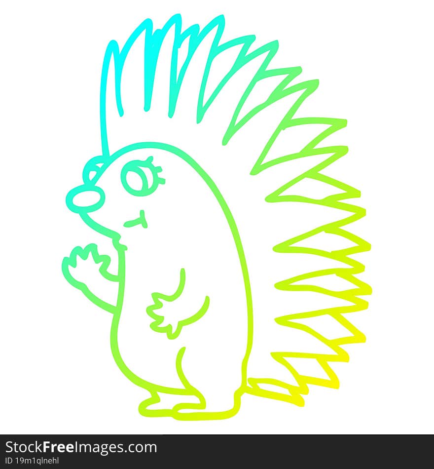 cold gradient line drawing cartoon spiky hedgehog