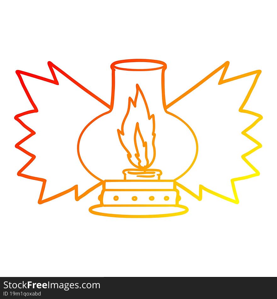 warm gradient line drawing of a cartoon lantern