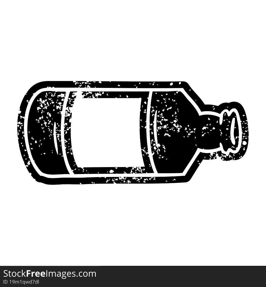 grunge icon drawing of an old glass bottle