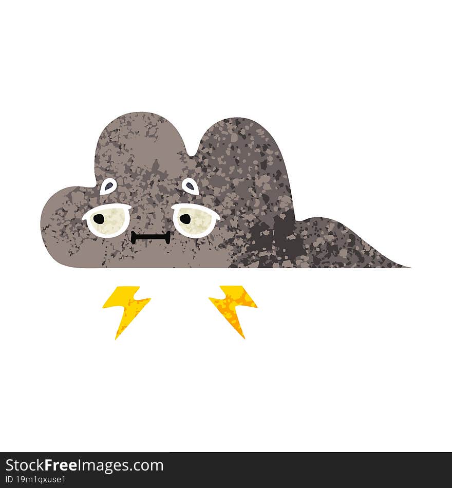 retro illustration style cartoon of a storm cloud